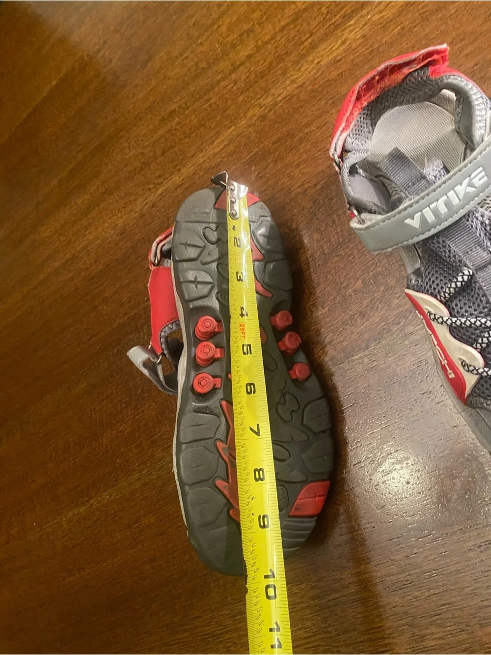 VITIKE Unisex Kids Strappy Sandals Gray Red Hook & Loop Mesh Open Toe men size 7